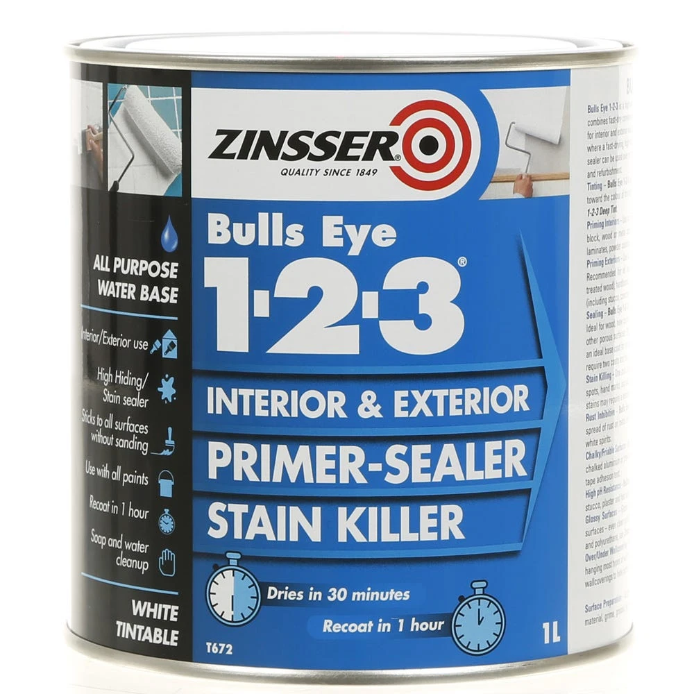 Zinsser Bullseye 1-2-3 Interior Primer Sealer White 1 Zinsser Bullseye 1-2-3 Interior Primer Sealer White