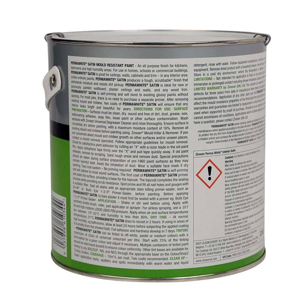 Zinsser Perma-White Interior Mould And Mildew Proof Paint Matt White 2 Zinsser Perma-White Interior Mould And Mildew Proof Paint Matt White - Image 2