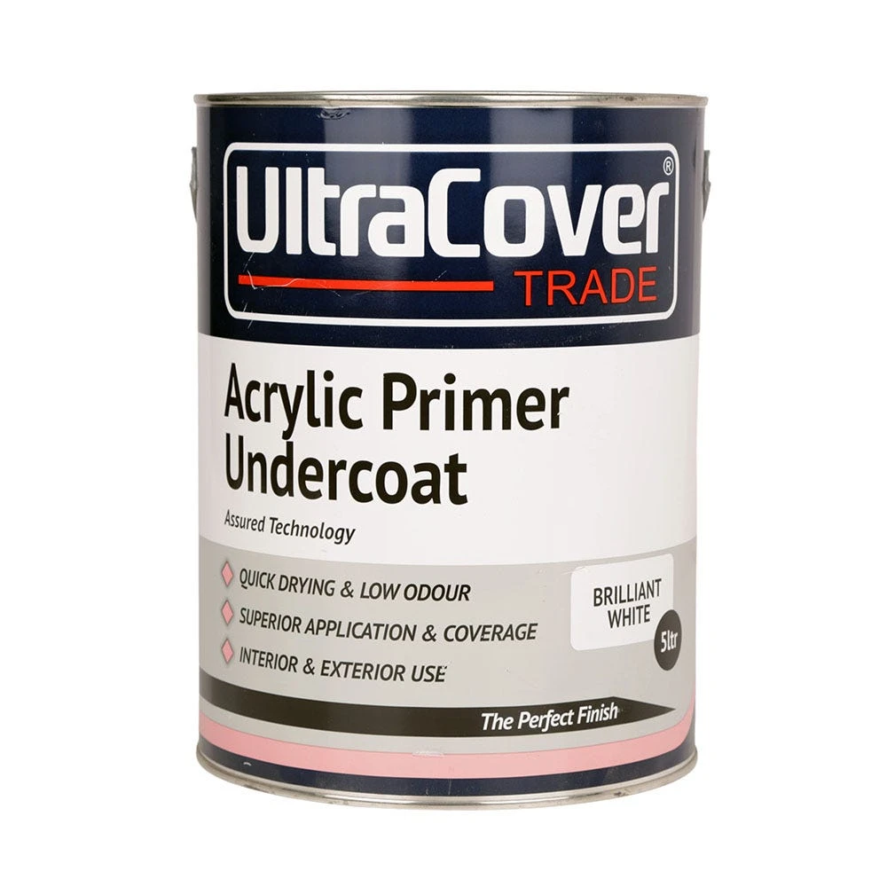 UltraCover Trade Acrylic Primer Undercoat Brilliant White 5L 1 UltraCover Trade Acrylic Primer Undercoat Brilliant White 5L