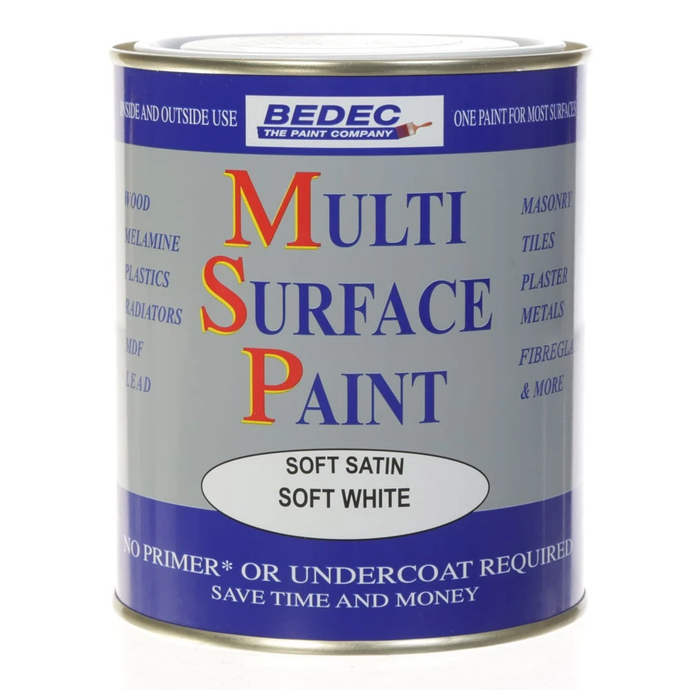 Bedec Multi Surface Paint Soft Satin White 750ml 1 Bedec Multi Surface Paint Soft Satin White 750ml