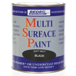 Bedec Multi Surface Paint Soft Matt Black 750ml