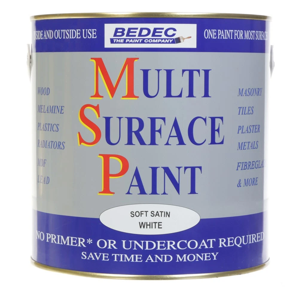 Bedec Multi Surface Paint Soft Satin White 2.5L 1 Bedec Multi Surface Paint Soft Satin White 2.5L