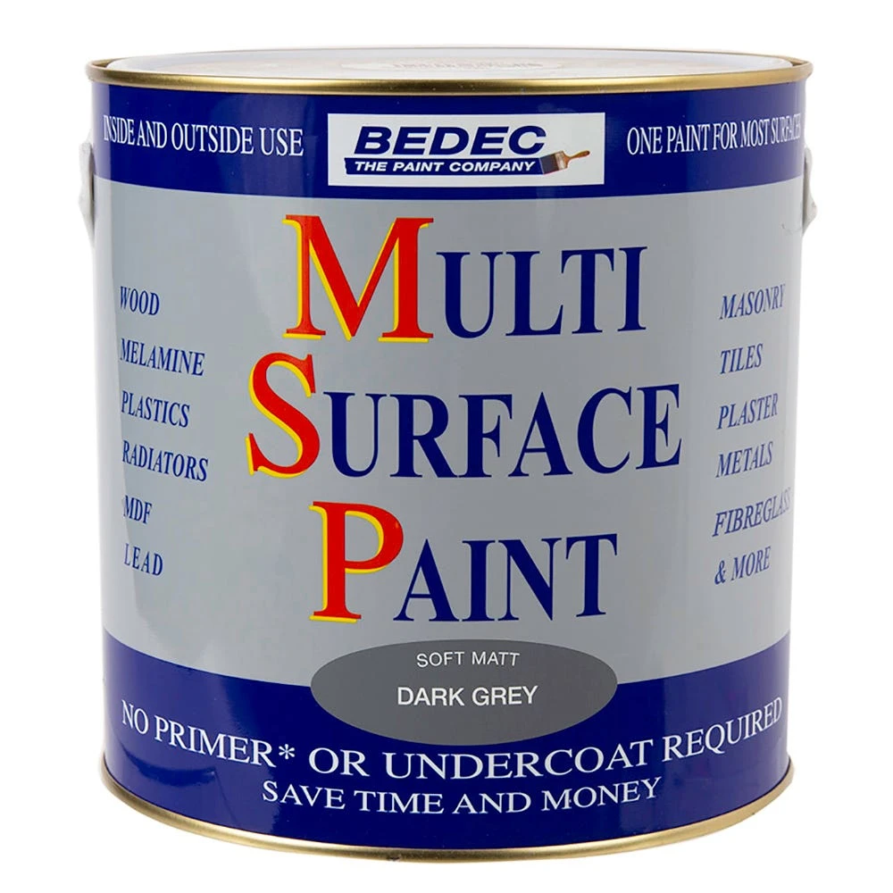 Bedec Multi Surface Paint Soft Matt Dark Grey 2.5L 1 Bedec Multi Surface Paint Soft Matt Dark Grey 2.5L