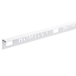 Homelux 10mm Straight Edge White Gloss Metal Tile Trim 2.5m