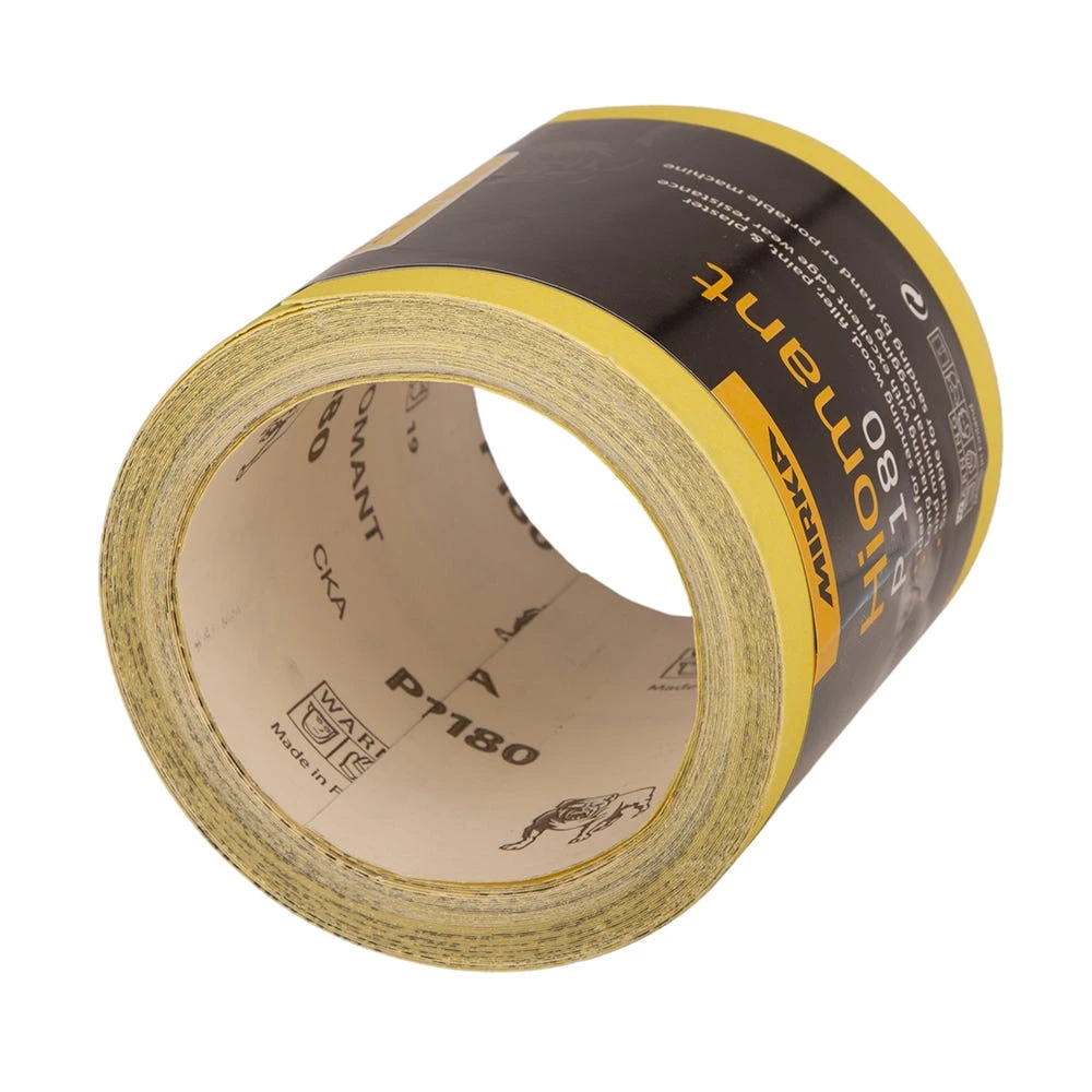 Mirka Yellow Hiomant Sandpaper P180 115mm X 10m Roll 2 Mirka Yellow Hiomant Sandpaper P180 115mm X 10m Roll - Image 2
