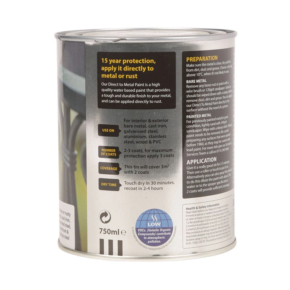 Ronseal Direct To Metal Black Satin 750ml 2 Ronseal Direct To Metal Black Satin 750ml - Image 2