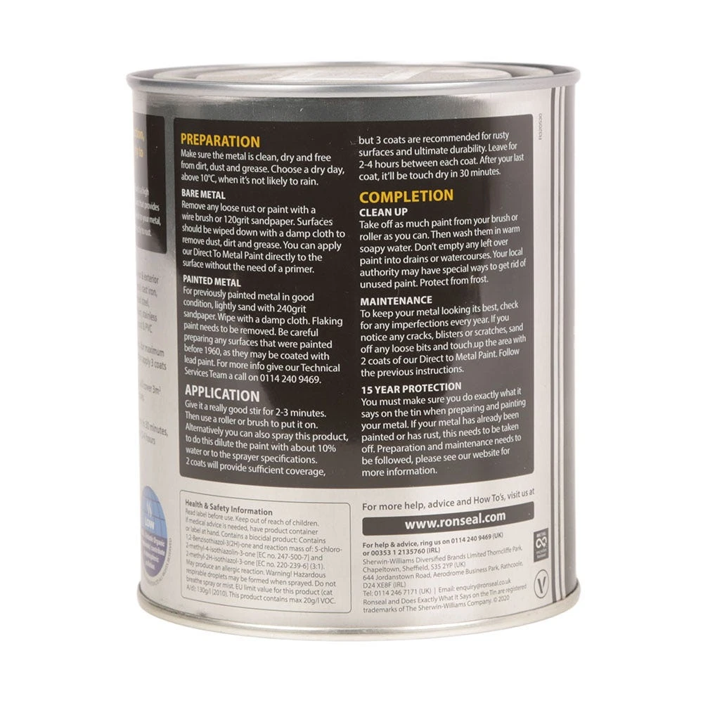 Ronseal Direct To Metal Black Satin 750ml 3 Ronseal Direct To Metal Black Satin 750ml - Image 3