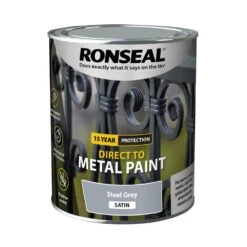 Ronseal Direct To Metal Paint Steel Grey Satin 750ml