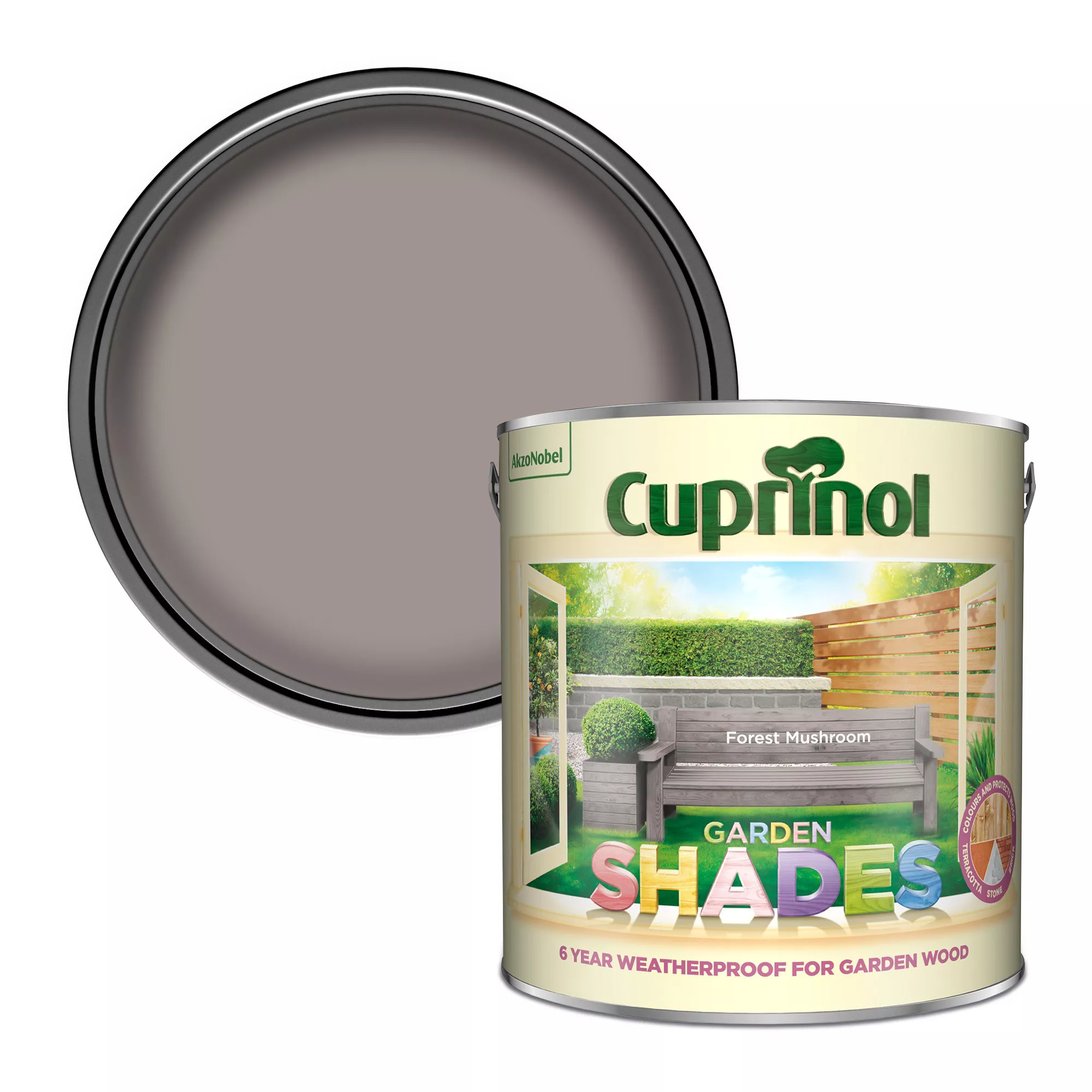 Cuprinol Garden Shades Forest Mushroom Matt Multi-surface Exterior Wood Paint, 2.5L 1 Cuprinol Garden Shades Forest Mushroom Matt Multi-surface Exterior Wood Paint, 2.5L