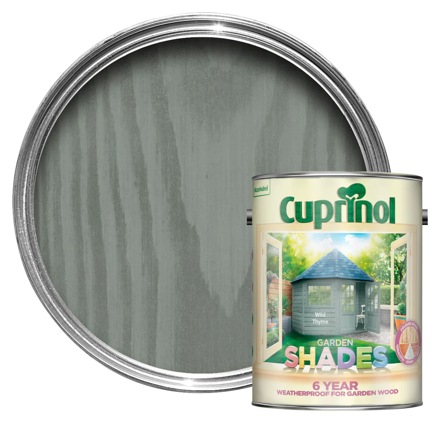 Cuprinol Garden Shades Wild Thyme Matt Multi-surface Exterior Wood Paint, 5L 1 Cuprinol Garden Shades Wild Thyme Matt Multi-surface Exterior Wood Paint, 5L