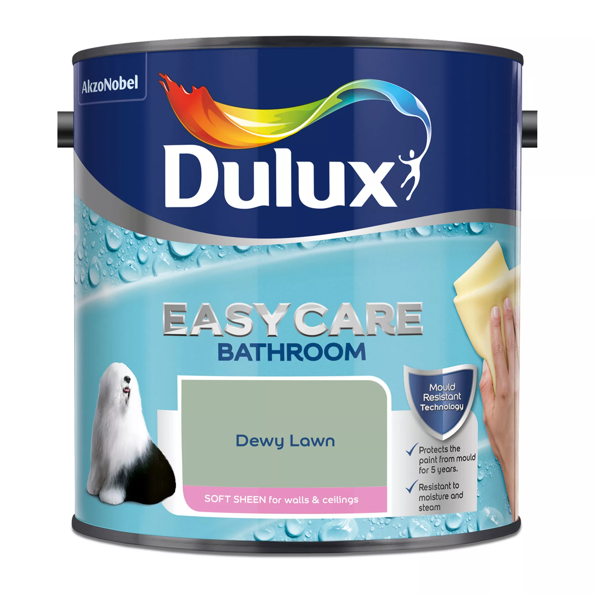 Dulux Easycare Bathroom Dewy Lawn Soft Sheen Wall Paint, 2.5L 2 Dulux Easycare Bathroom Dewy Lawn Soft Sheen Wall Paint, 2.5L - Image 2