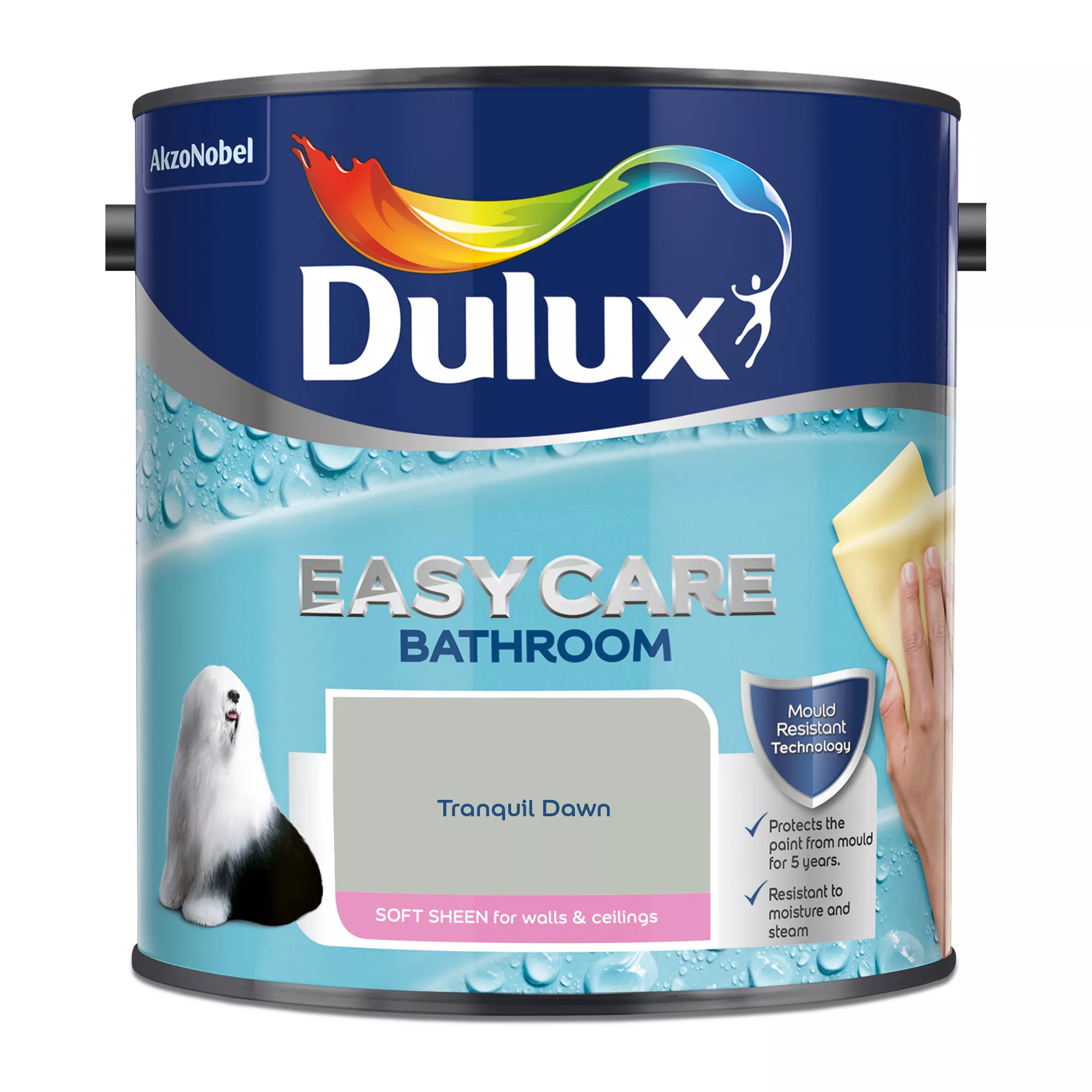 Dulux Easycare Bathroom Tranquil Dawn Soft Sheen Wall Paint, 2.5L 2 Dulux Easycare Bathroom Tranquil Dawn Soft Sheen Wall Paint, 2.5L - Image 2