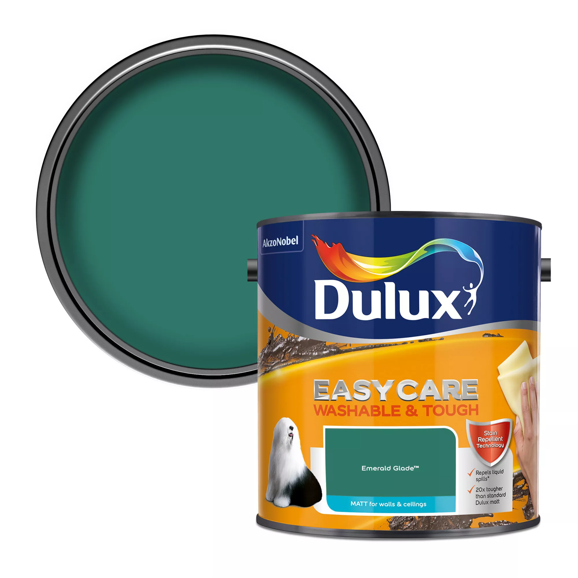 Dulux Easycare Emerald Glade Matt Emulsion Paint, 2.5L 1 Dulux Easycare Emerald Glade Matt Emulsion Paint, 2.5L