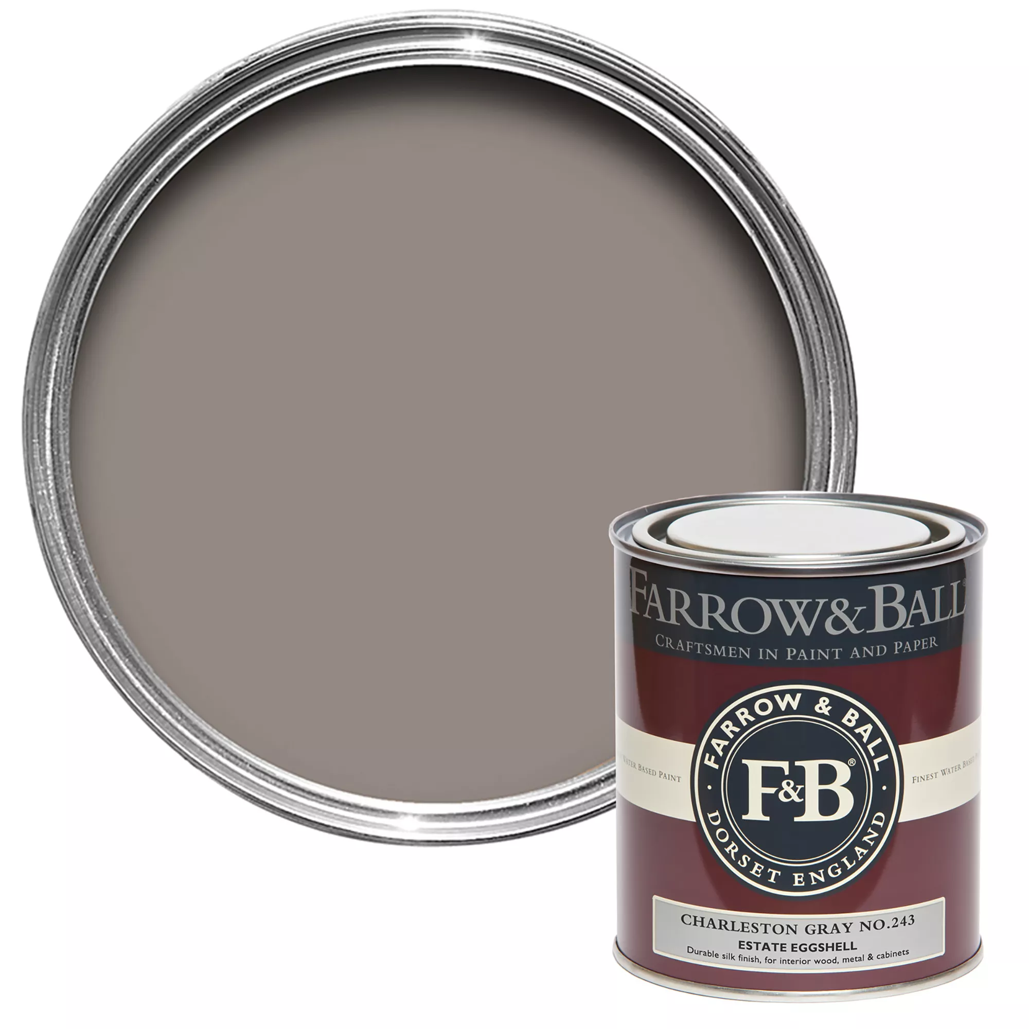 Farrow & Ball Estate Charleston Gray No.243 Eggshell Paint, 750ml 1 Farrow & Ball Estate Charleston Gray No.243 Eggshell Paint, 750ml