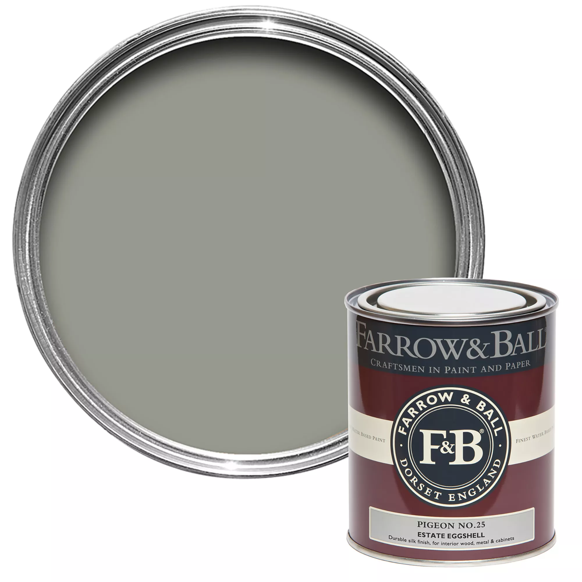 Farrow & Ball Estate Pigeon No.25 Eggshell Paint, 750ml 1 Farrow & Ball Estate Pigeon No.25 Eggshell Paint, 750ml