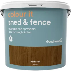 GoodHome Colour It Dark Oak Matt Fence & Shed Stain, 5L