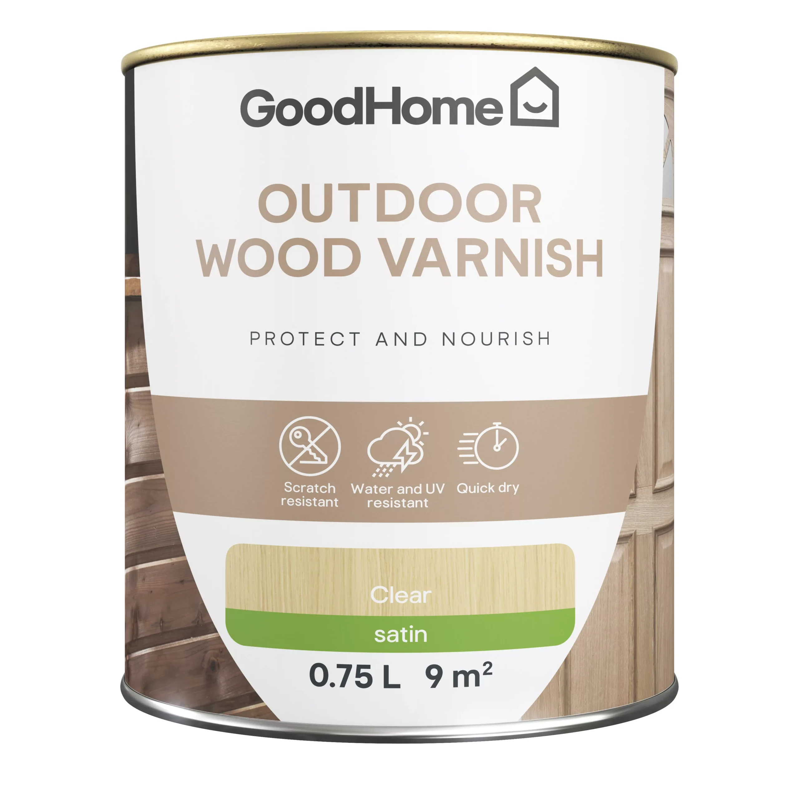 GoodHome Outdoor Clear Satin Varnish, 750ml 2 GoodHome Outdoor Clear Satin Varnish, 750ml - Image 2
