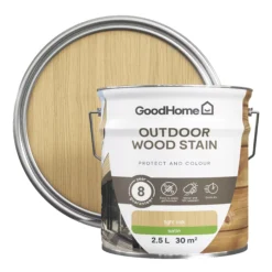 GoodHome Outdoor Light Oak Satin Quick Dry Wood Stain, 2.5L