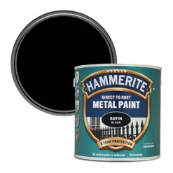 Hammerite Black Satinwood Metal Paint, 2.5L