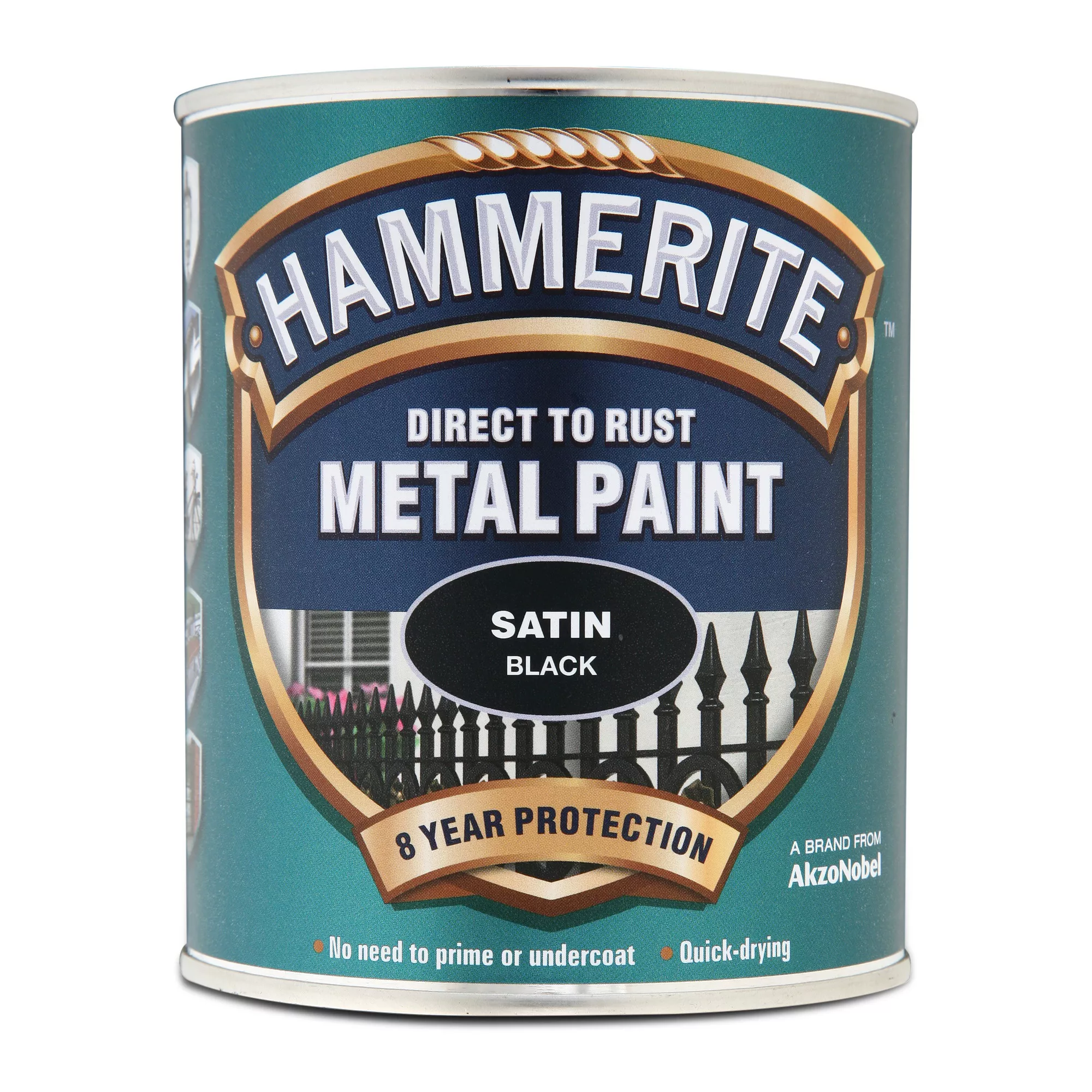 Hammerite Black Satinwood Metal Paint, 750ml 2 Hammerite Black Satinwood Metal Paint, 750ml - Image 2