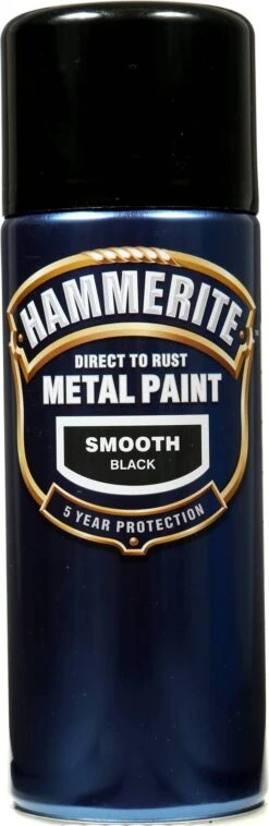 Hammerite Smoothrite Black Gloss Spray Paint, 400ml