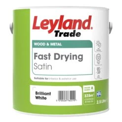Leyland Trade Fast Dry White Satinwood Metal & Wood Paint, 2.5L