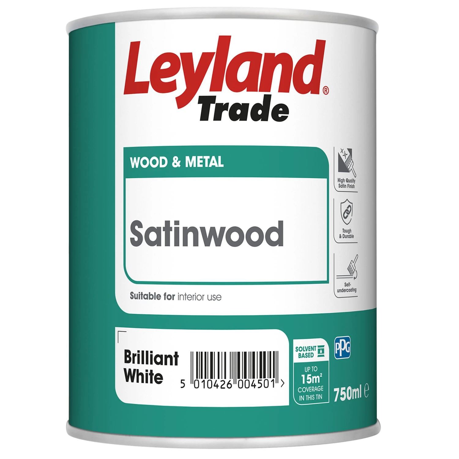 Leyland Trade Pure Brilliant White Satinwood Metal & Wood Paint, 750ml 1 Leyland Trade Pure Brilliant White Satinwood Metal & Wood Paint, 750ml