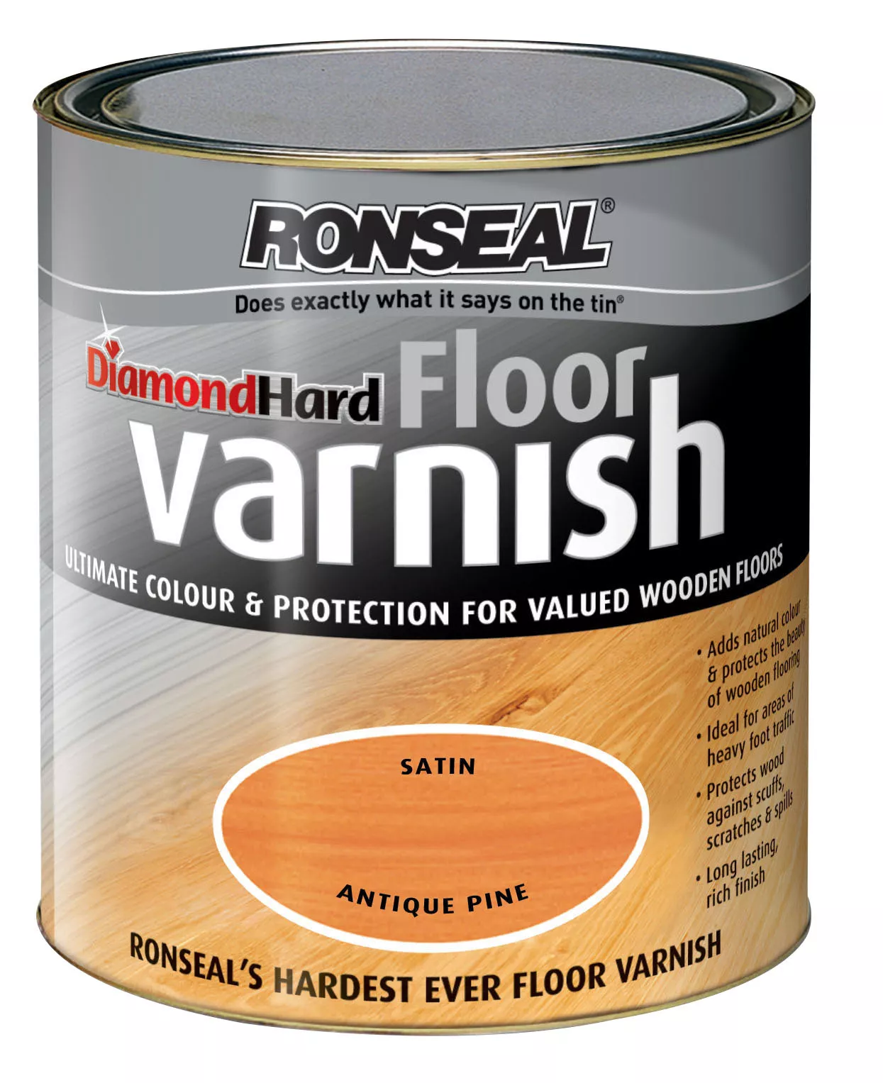 Ronseal Diamond Hard Antique Pine Satin Floor Wood Varnish, 2.5L 2 Ronseal Diamond Hard Antique Pine Satin Floor Wood Varnish, 2.5L - Image 2