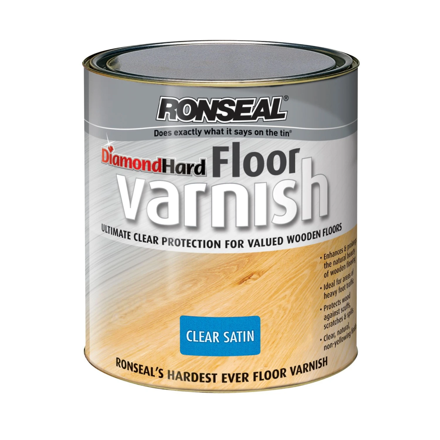 Ronseal Diamond Hard Clear Satin Floor Wood Varnish, 2.5L 2 Ronseal Diamond Hard Clear Satin Floor Wood Varnish, 2.5L - Image 2