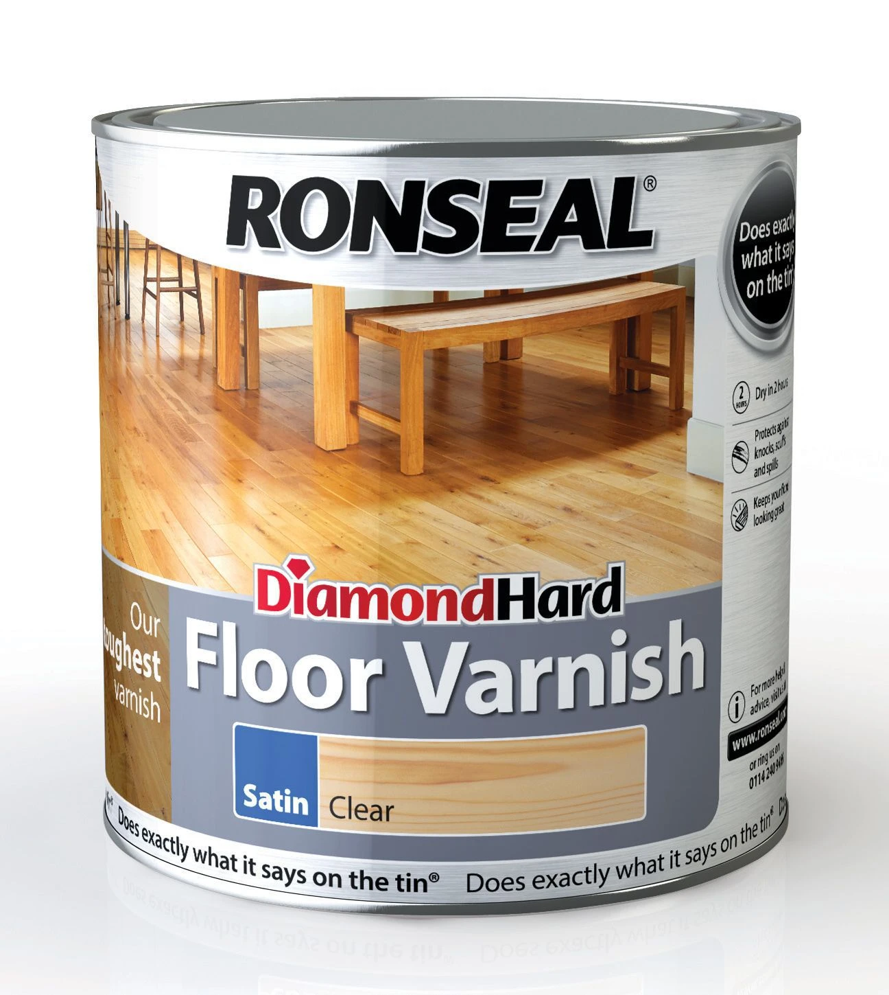 Ronseal Diamond Hard Clear Satin Floor Wood Varnish, 2.5L 1 Ronseal Diamond Hard Clear Satin Floor Wood Varnish, 2.5L