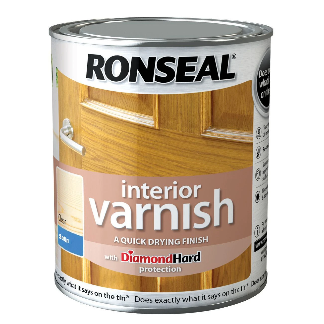 Ronseal Diamond Hard Clear Satin Wood Varnish, 0.75L 1 Ronseal Diamond Hard Clear Satin Wood Varnish, 0.75L