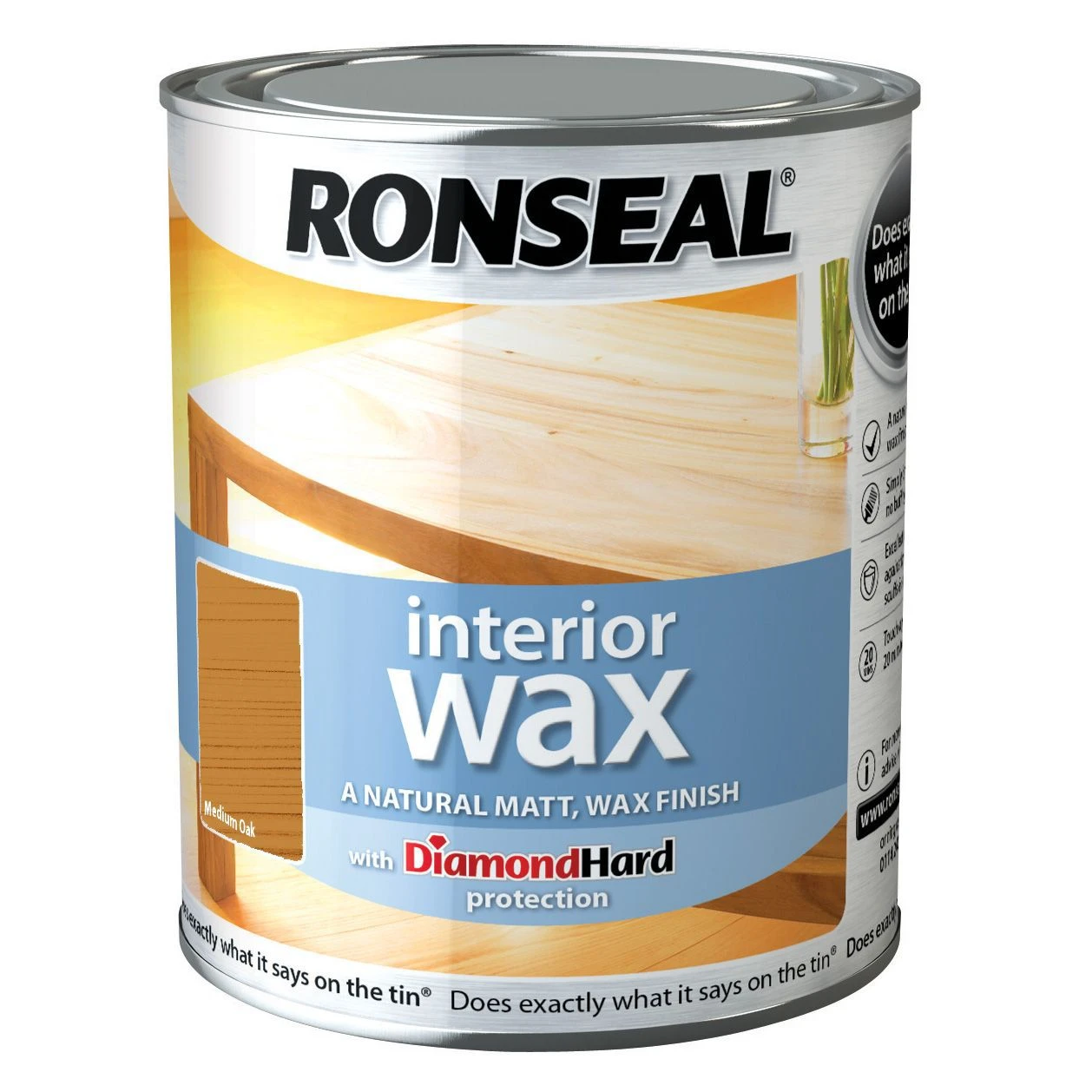 Ronseal Diamond Hard Medium Oak Matt Wax Wood Wax, 0.75L 2 Ronseal Diamond Hard Medium Oak Matt Wax Wood Wax, 0.75L - Image 2