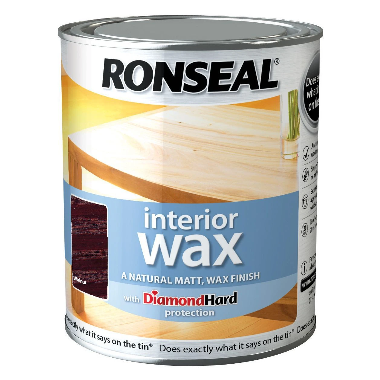Ronseal Diamond Hard Walnut Matt Wax Wood Wax, 0.75L 2 Ronseal Diamond Hard Walnut Matt Wax Wood Wax, 0.75L - Image 2