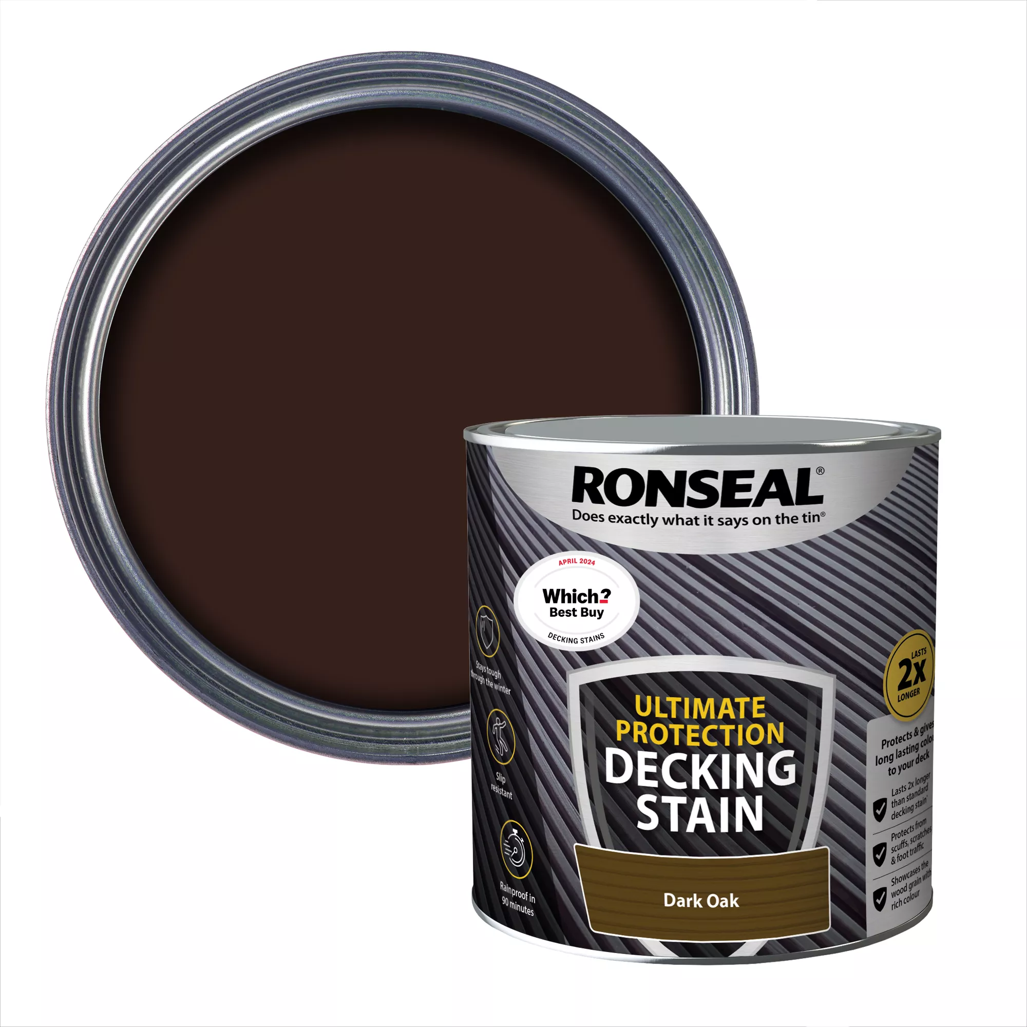 Ronseal Ultimate Protection Dark Oak Matt Decking Wood Stain, 2.5L 1 Ronseal Ultimate Protection Dark Oak Matt Decking Wood Stain, 2.5L