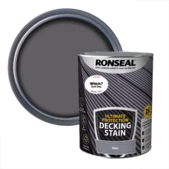 Ronseal Ultimate Protection Slate Matt Decking Wood Stain, 5L