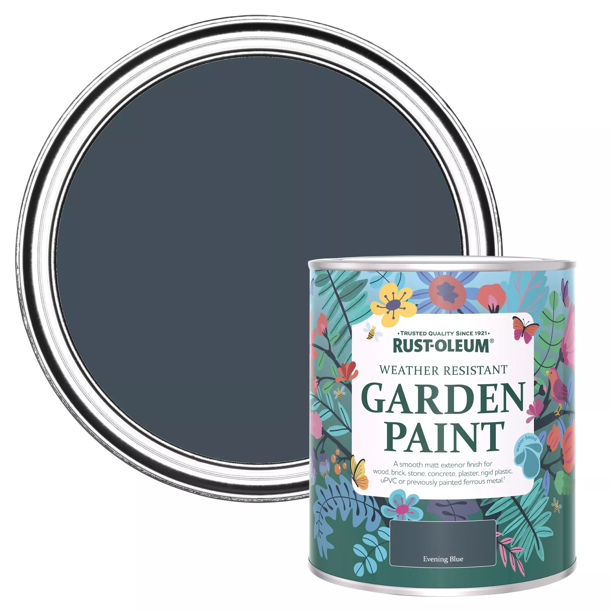 Rust-Oleum Garden Paint Evening Blue Matt Multi-surface Garden Paint, 750ml Tin 1 Rust-Oleum Garden Paint Evening Blue Matt Multi-surface Garden Paint, 750ml Tin