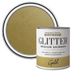 Rust-Oleum Medium Shimmer Gold Glitter Effect Mid Sheen Multi-surface Topcoat Paint Glitter, 750ml