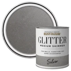 Rust-Oleum Medium Shimmer Silver Glitter Effect Mid Sheen Multi-surface Topcoat Paint Glitter, 750ml