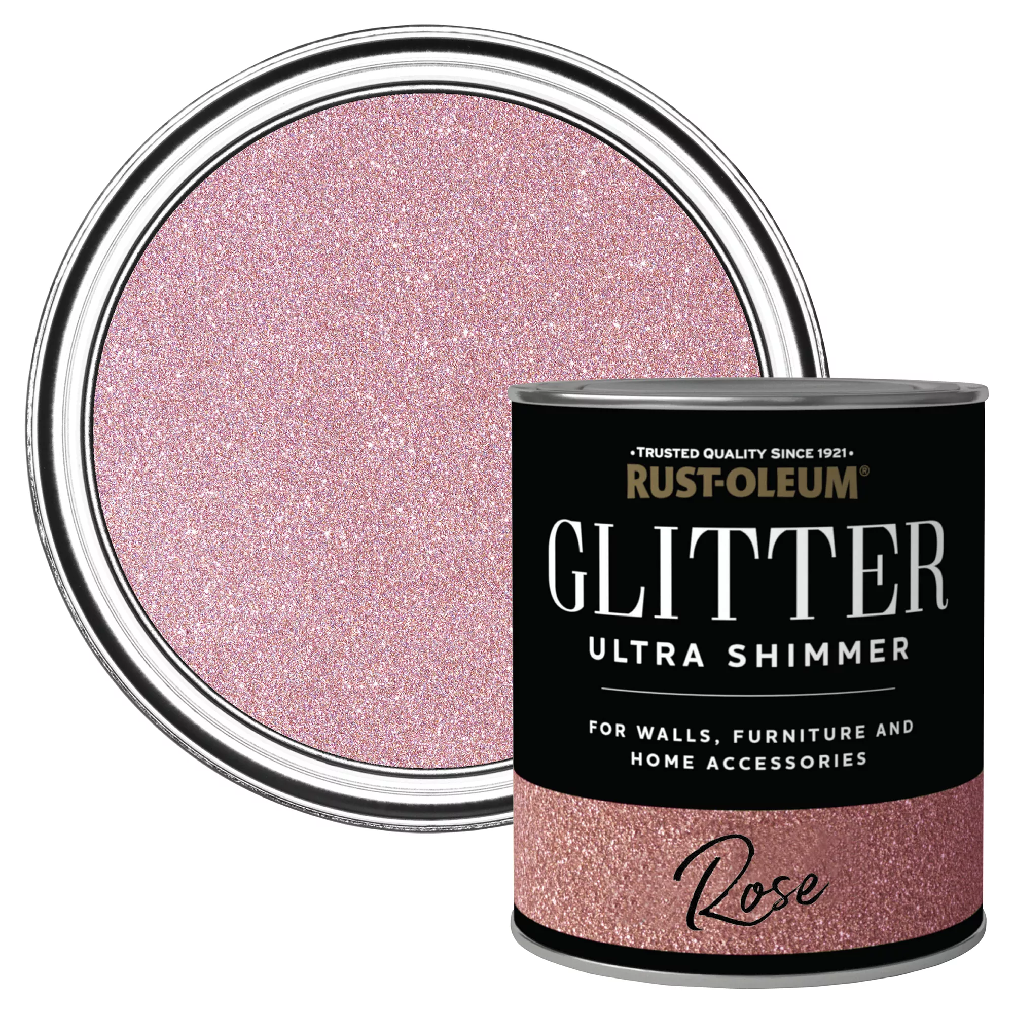 Rust-Oleum Ultra Shimmer Rose Glitter Effect Mid Sheen Multi-surface Topcoat Paint Glitter, 750ml 1 Rust-Oleum Ultra Shimmer Rose Glitter Effect Mid Sheen Multi-surface Topcoat Paint Glitter, 750ml