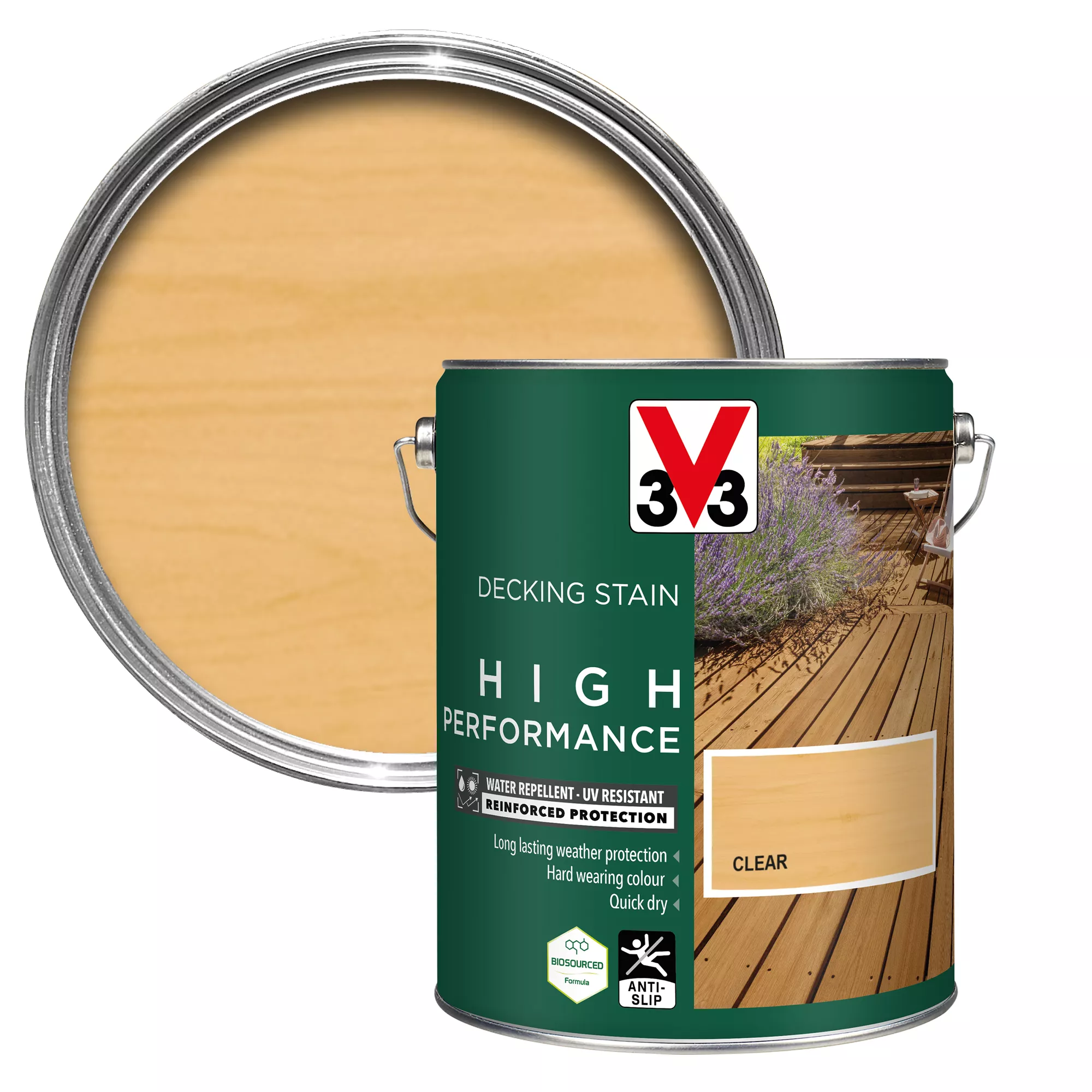 V33 High Performance Clear Satin Quick Dry Decking Stain, 5L 1 V33 High Performance Clear Satin Quick Dry Decking Stain, 5L