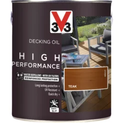 V33 High Performance Teak UV Resistant Decking Wood Oil, 2.5L -Decor Pro Shop v33 high performance teak uv resistant decking wood oil 2 5l3153895164382 03c